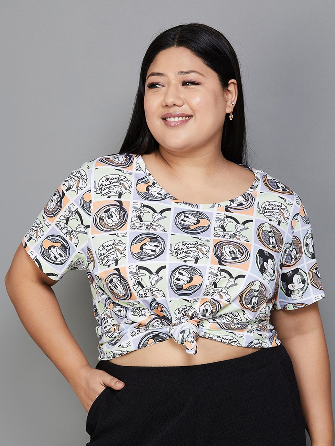 

Nexus by Lifestyle Plus Size Donald Duck Printed Cotton Top, White
