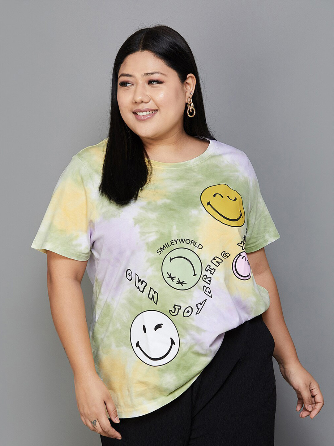 

Nexus by Lifestyle Plus Size Tie & Dyed Printed Cotton T Shirt, Green