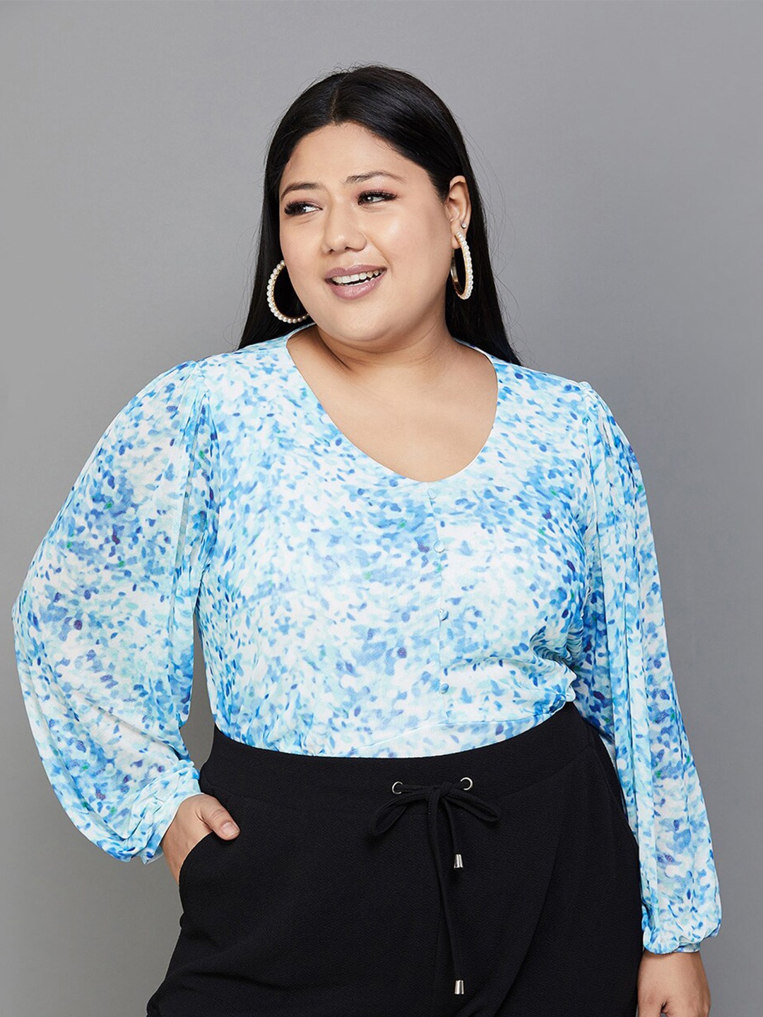 

Nexus by Lifestyle Plus Size Abstract Printed Regular Top, Blue