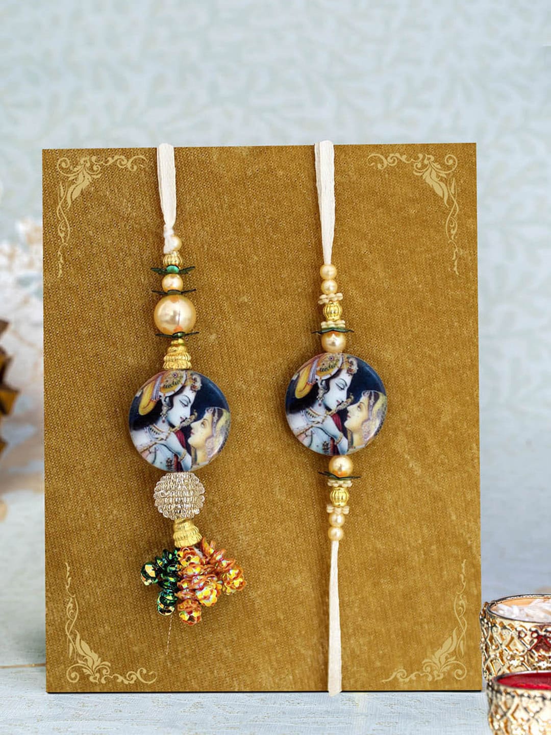 

TIED RIBBONS Set Of 2 Bhaiya Bhabhi Rakhis, White