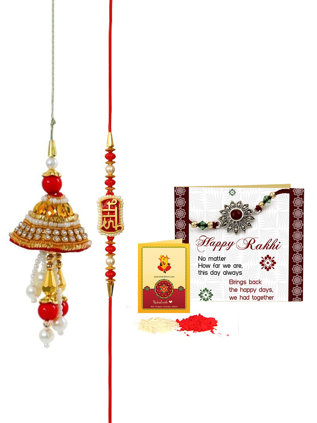 

TIED RIBBONS Set Of 2 Bhaiya Bhabhi Rakhis, Beige