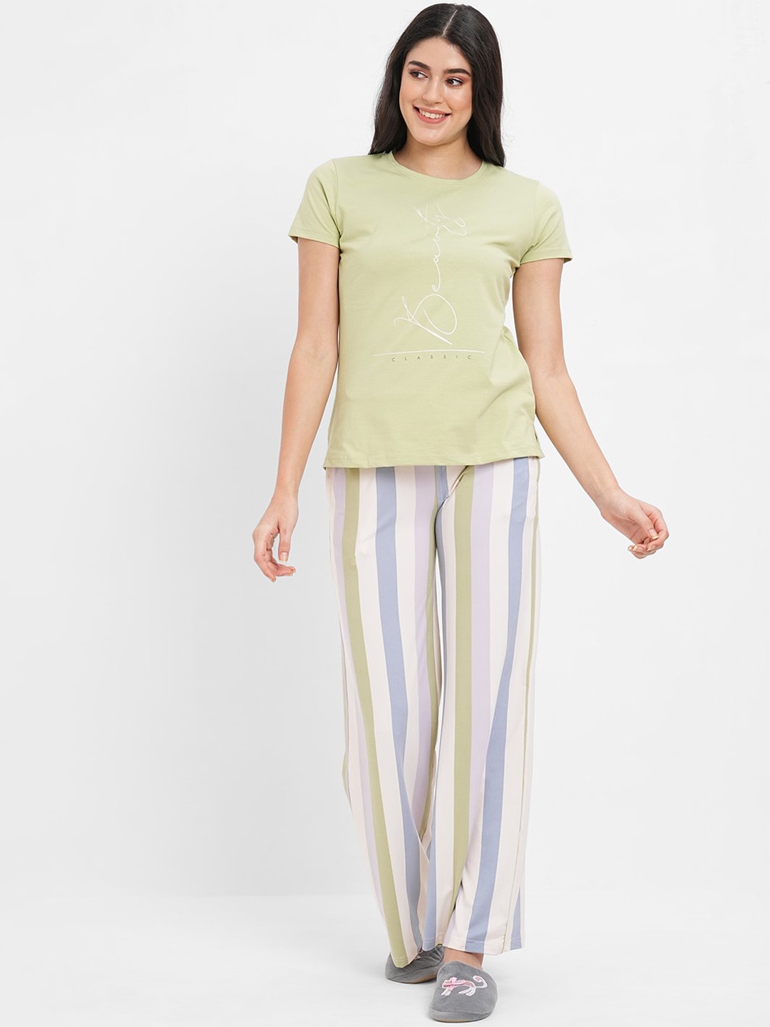 

Sweet Dreams Green Printed Pure Cotton Night suit