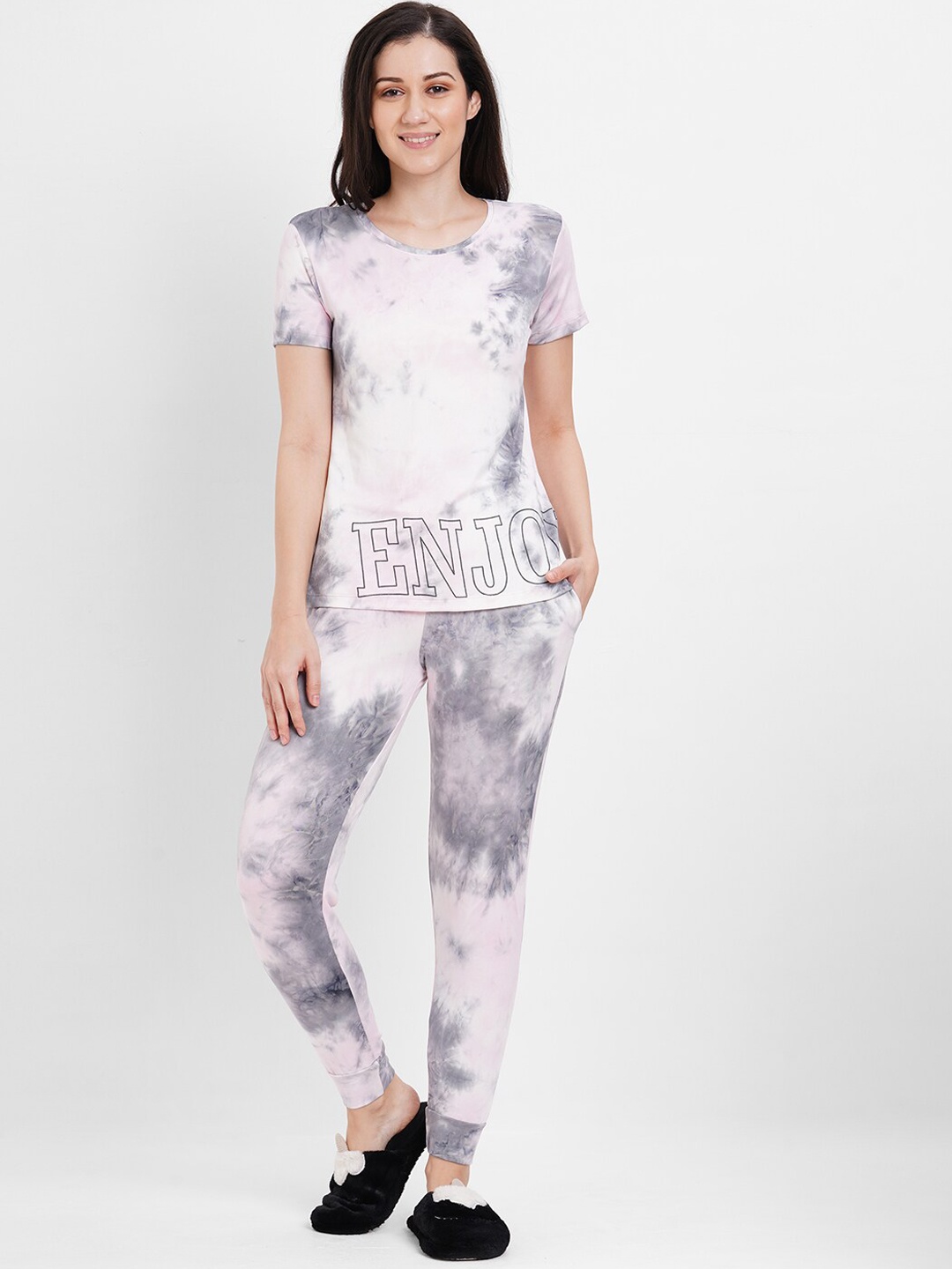 

Sweet Dreams Pink Grey Dyed Pure Cotton Night suit