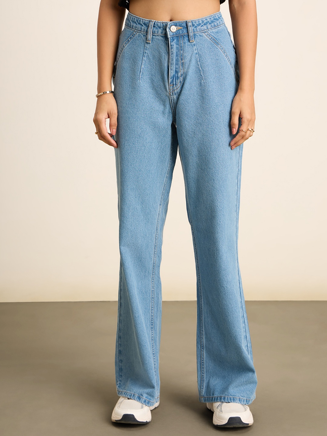 

20Dresses Blue Women Wide Leg High-Rise Clean Look Light Fade Jeans