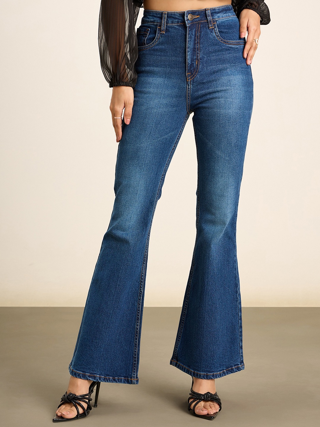 

20Dresses Blue Women Mid-Rise Bootcut Light Fade Clean Look Stretchable Jeans