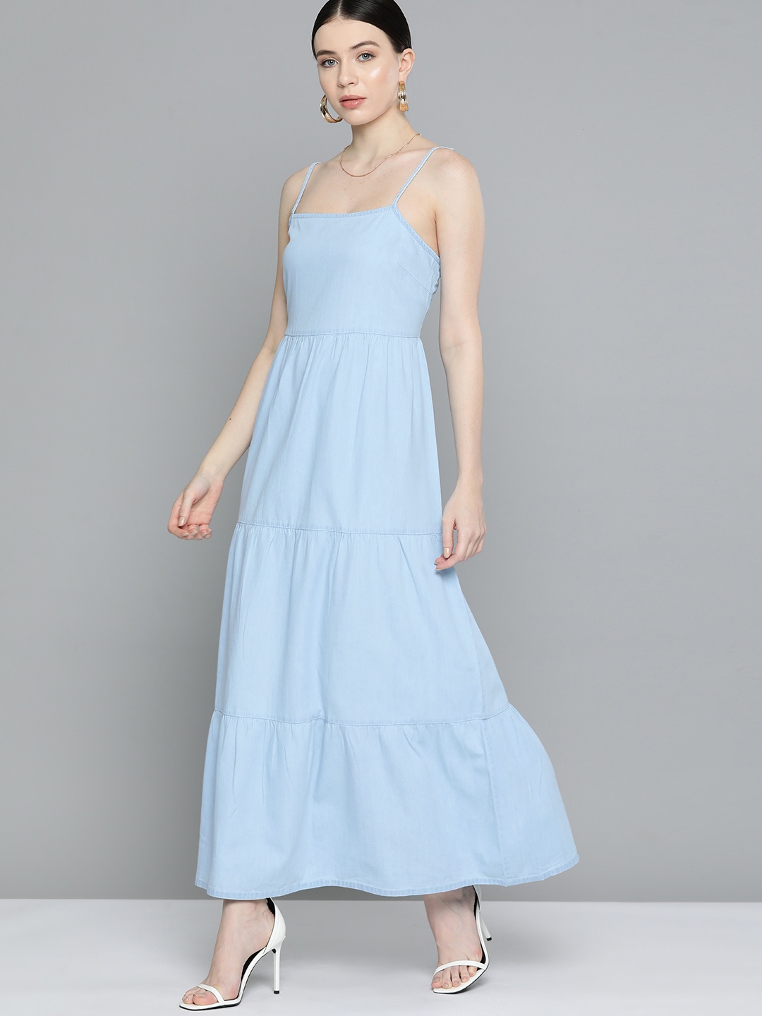 

Chemistry A-Line Denim Maxi Dress, Turquoise blue