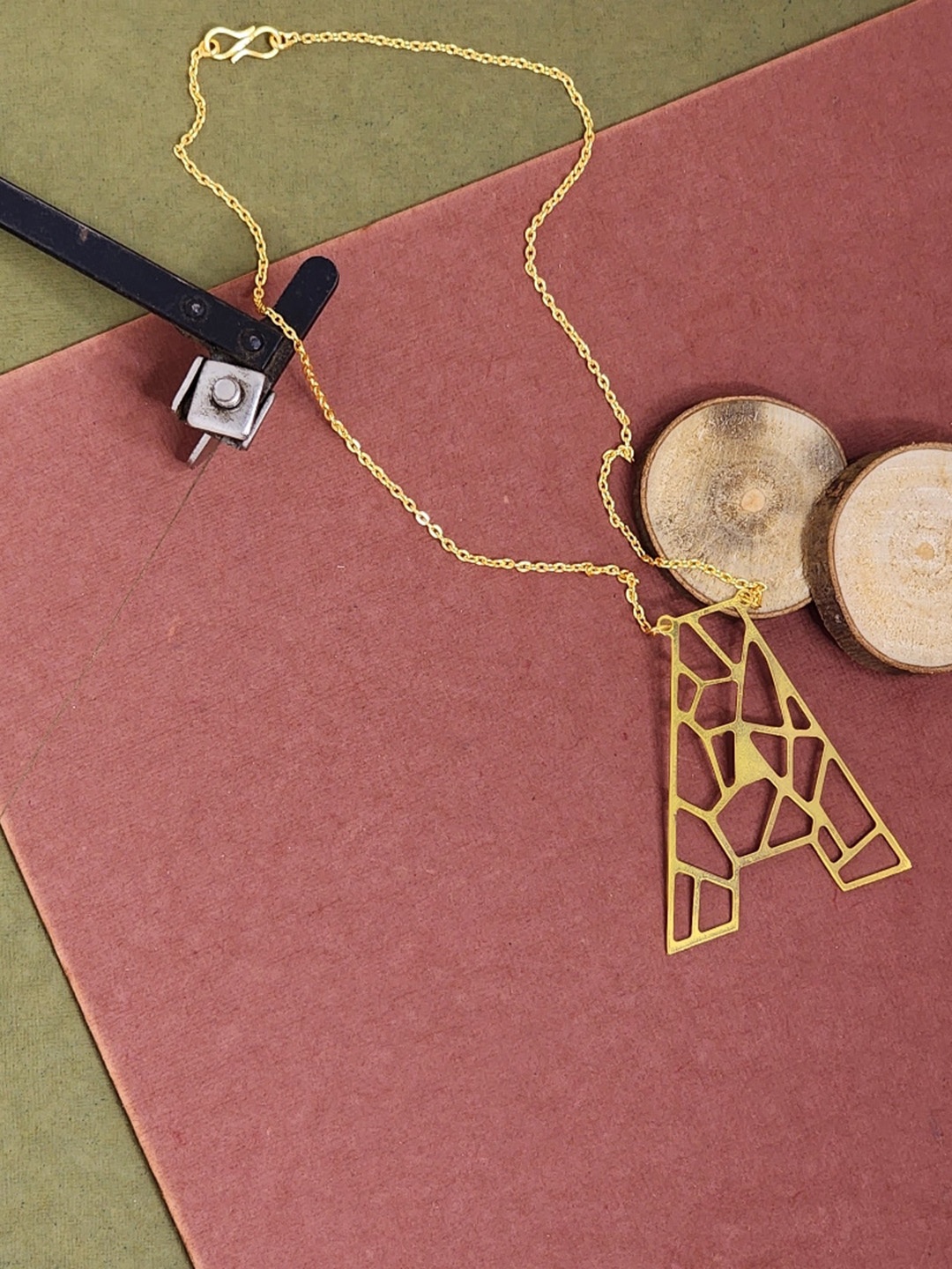 

Goldnera Gold-Plated A Kirigami Long Alphabet Pendant Chain