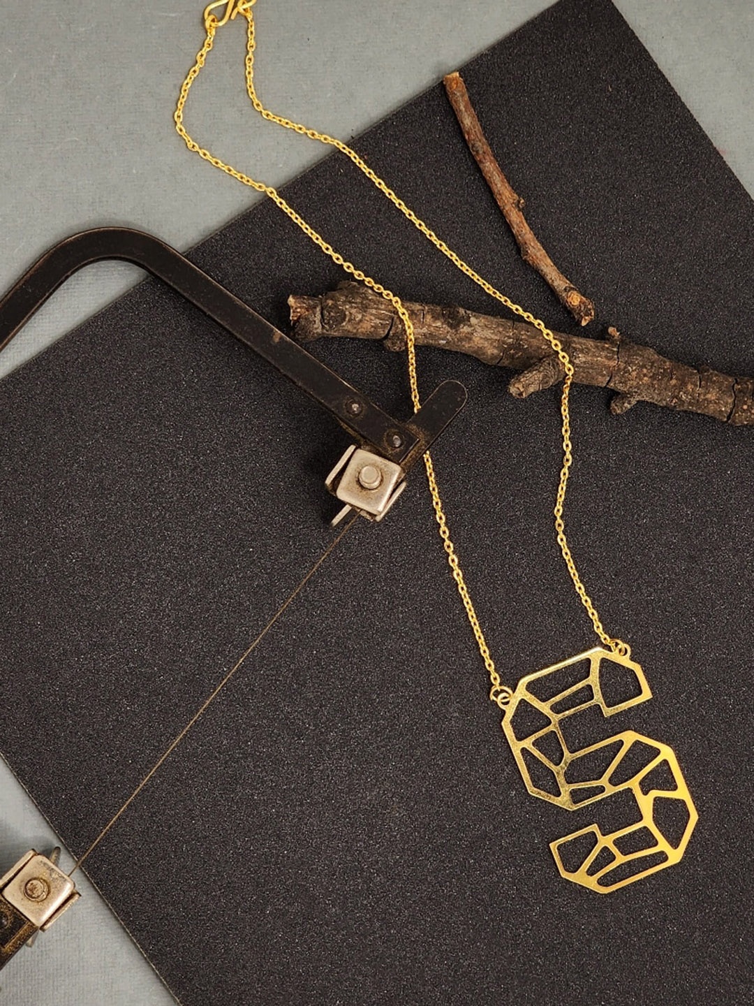

Goldnera Gold-Plated S Kirigami Long Alphabet Pendant Chain