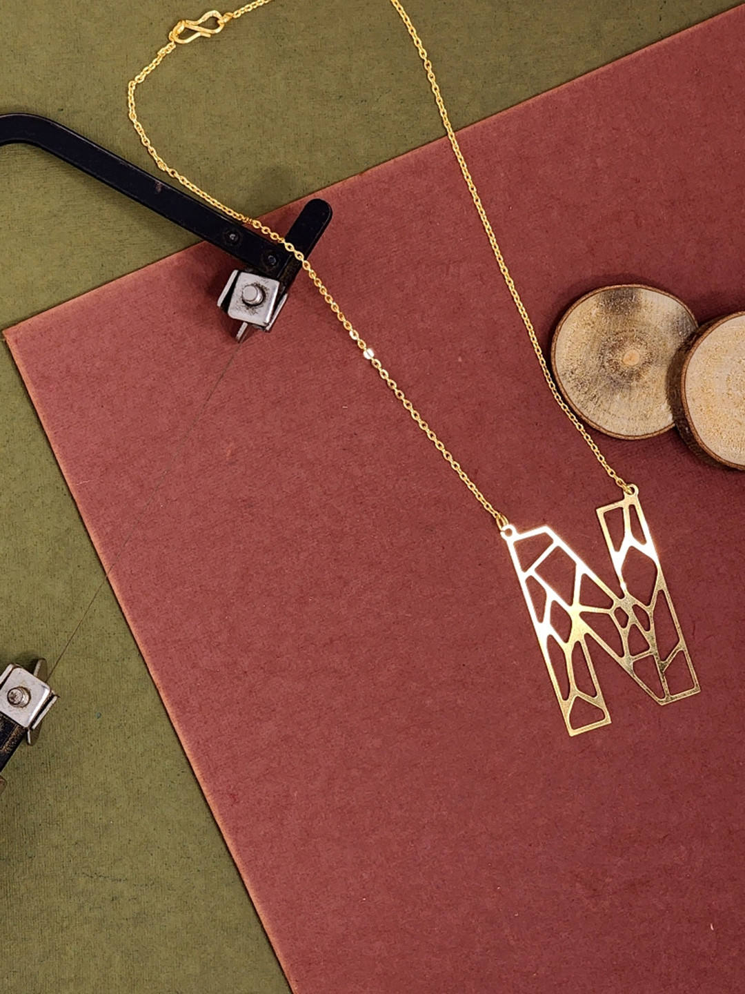 

Goldnera Gold-Plated N Kirigami Long Alphabet Pendant Chain