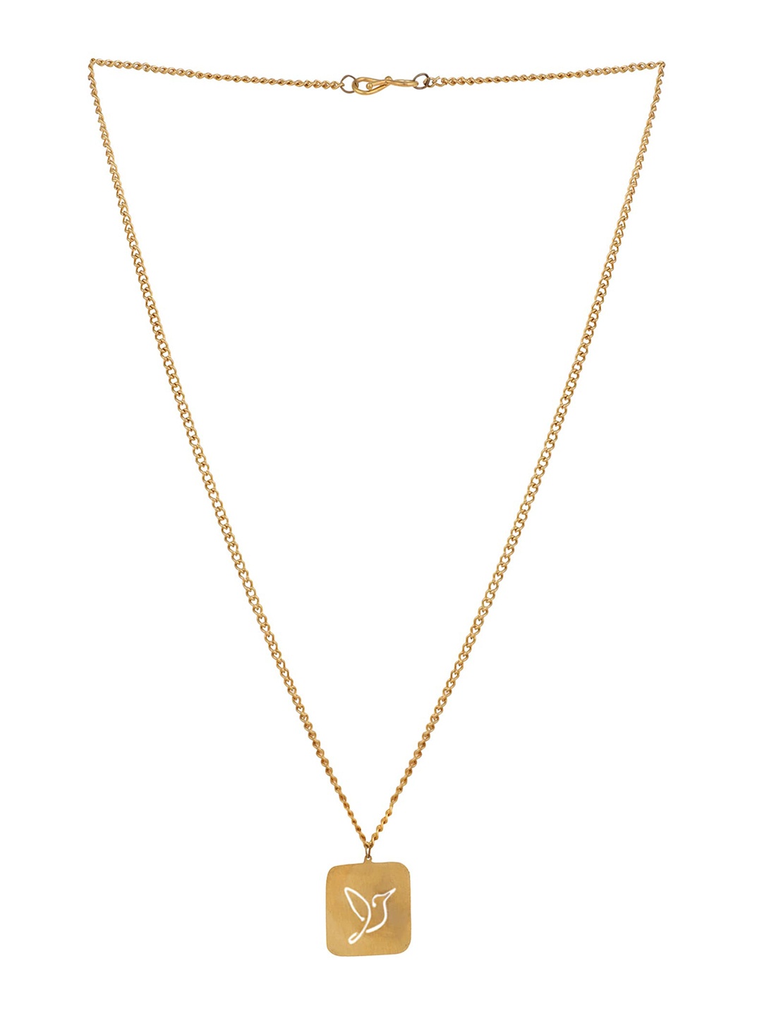 

Goldnera Gold-Plated Line Art Free Bird Flying Pendant With Chain