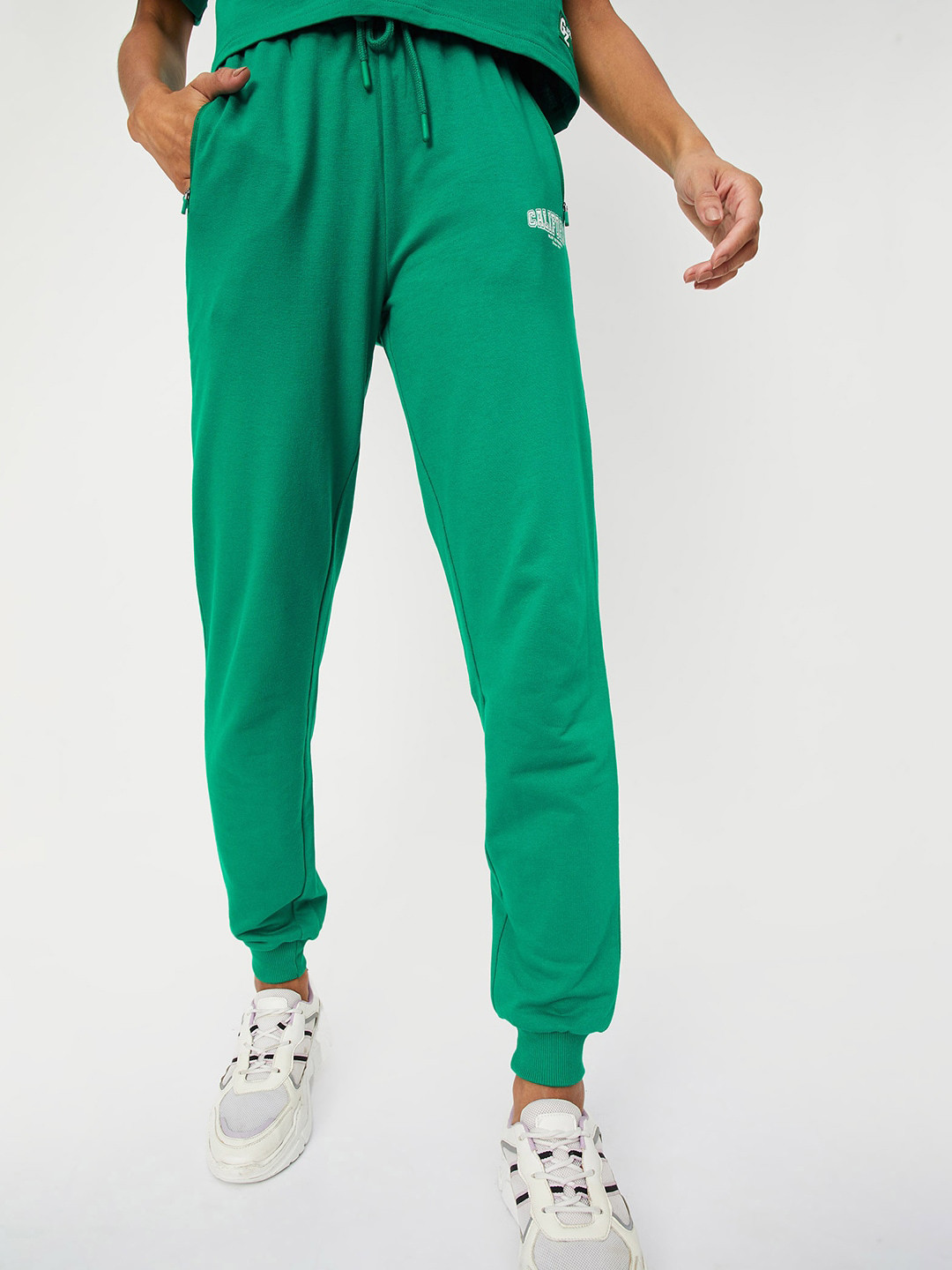 

max Women Mid Rise Pure Cotton Joggers, Green