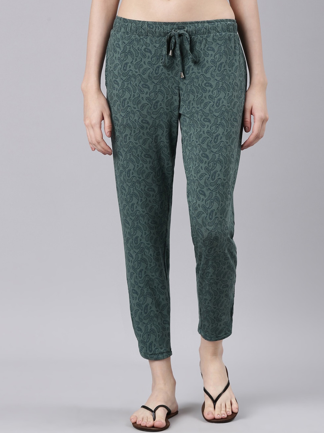 

Enamor Women Printed Mid-Rise 4-Way Stretch Lounge Pants, Green