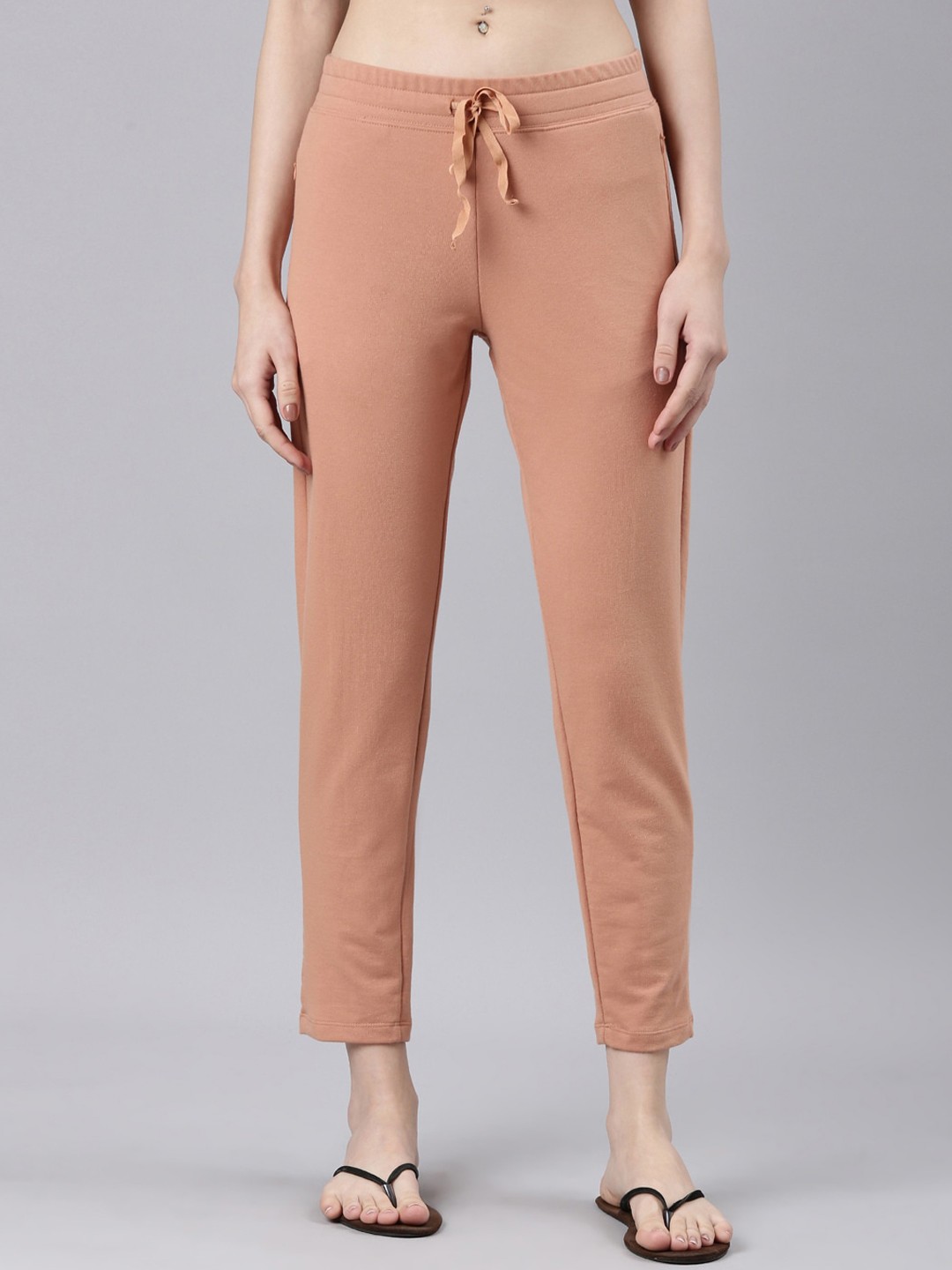 

Enamor Women Mid-Rise Cotton Lounge Pants, Brown