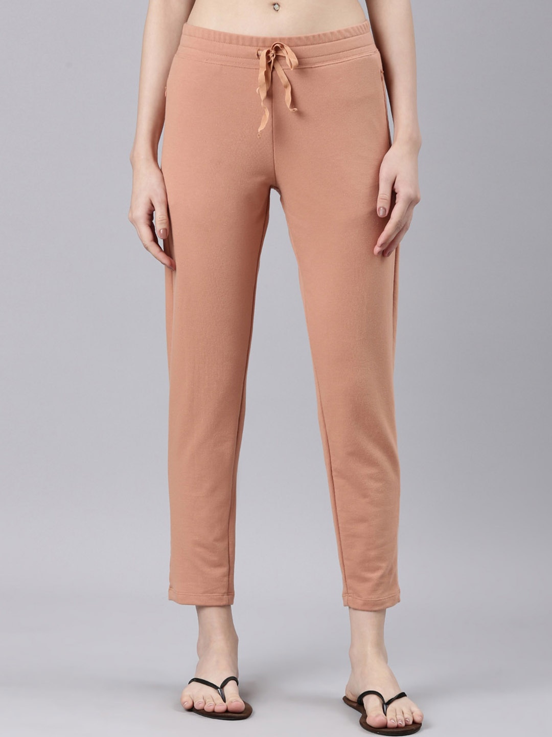 

Enamor Women Mid-Rise 4-Way Stretch Cotton Lounge Pants, Brown