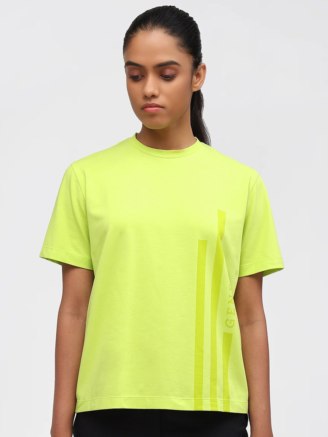 

GENES - Lecoanet Hemant Striped Regular Fit Cotton T-shirt, Lime green