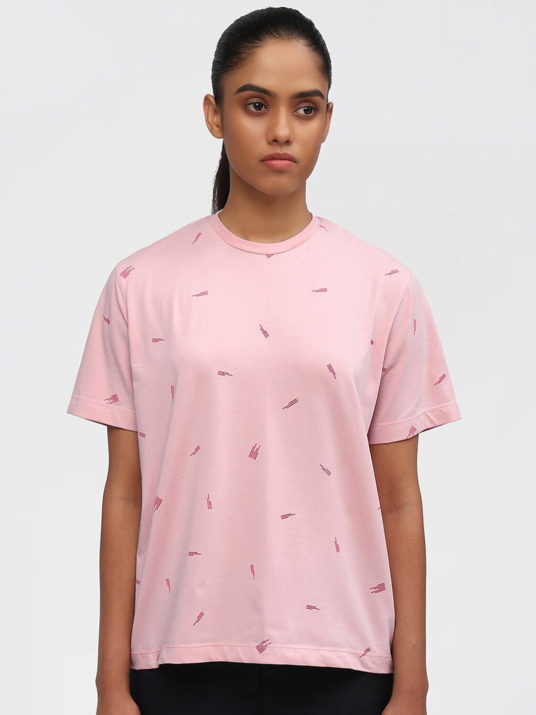 

GENES - Lecoanet Hemant Conversational Printed Regular Fit Cotton T-shirt, Pink