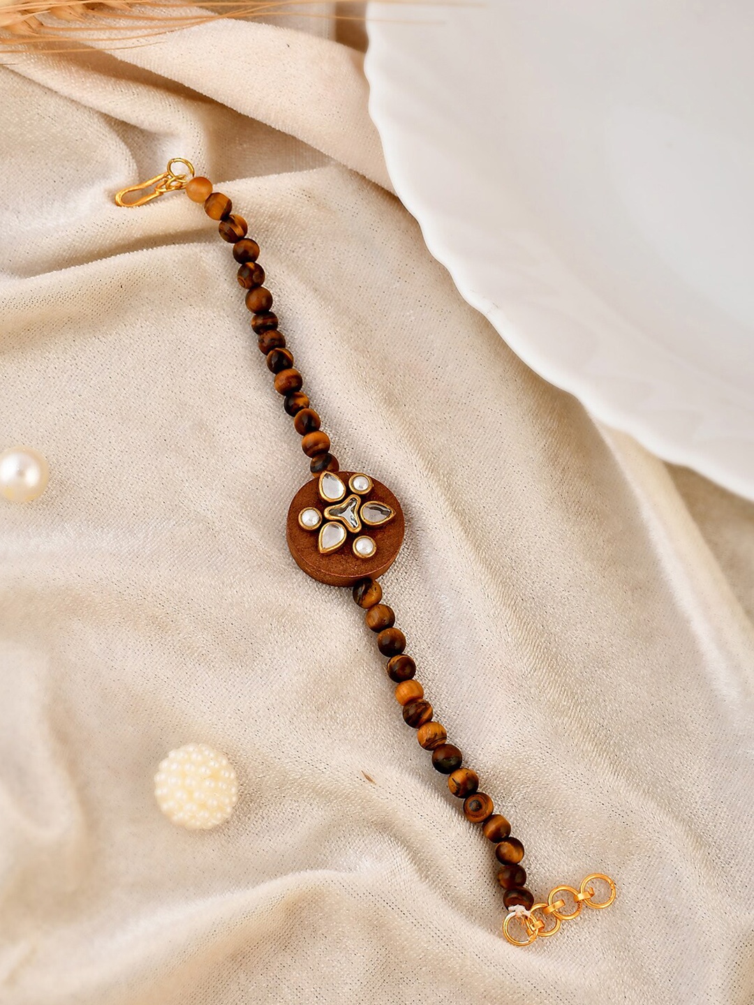 

Silvermerc Designs Gold-Plated Kundan-Studded Wraparound Bracelet