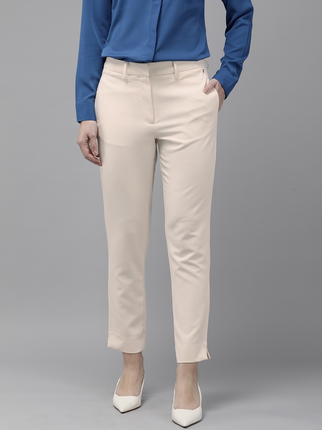 

Van Heusen Woman Women Solid Slim Fit Formal Trousers, White