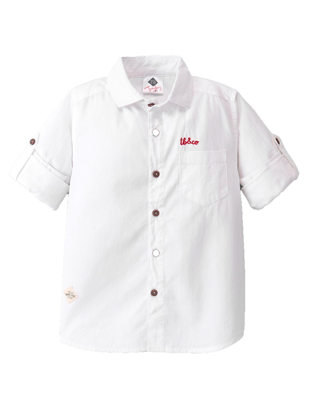 

TONYBOY Boys Premium Fit Roll-Up Sleeves Pure Cotton Casual Shirt, White