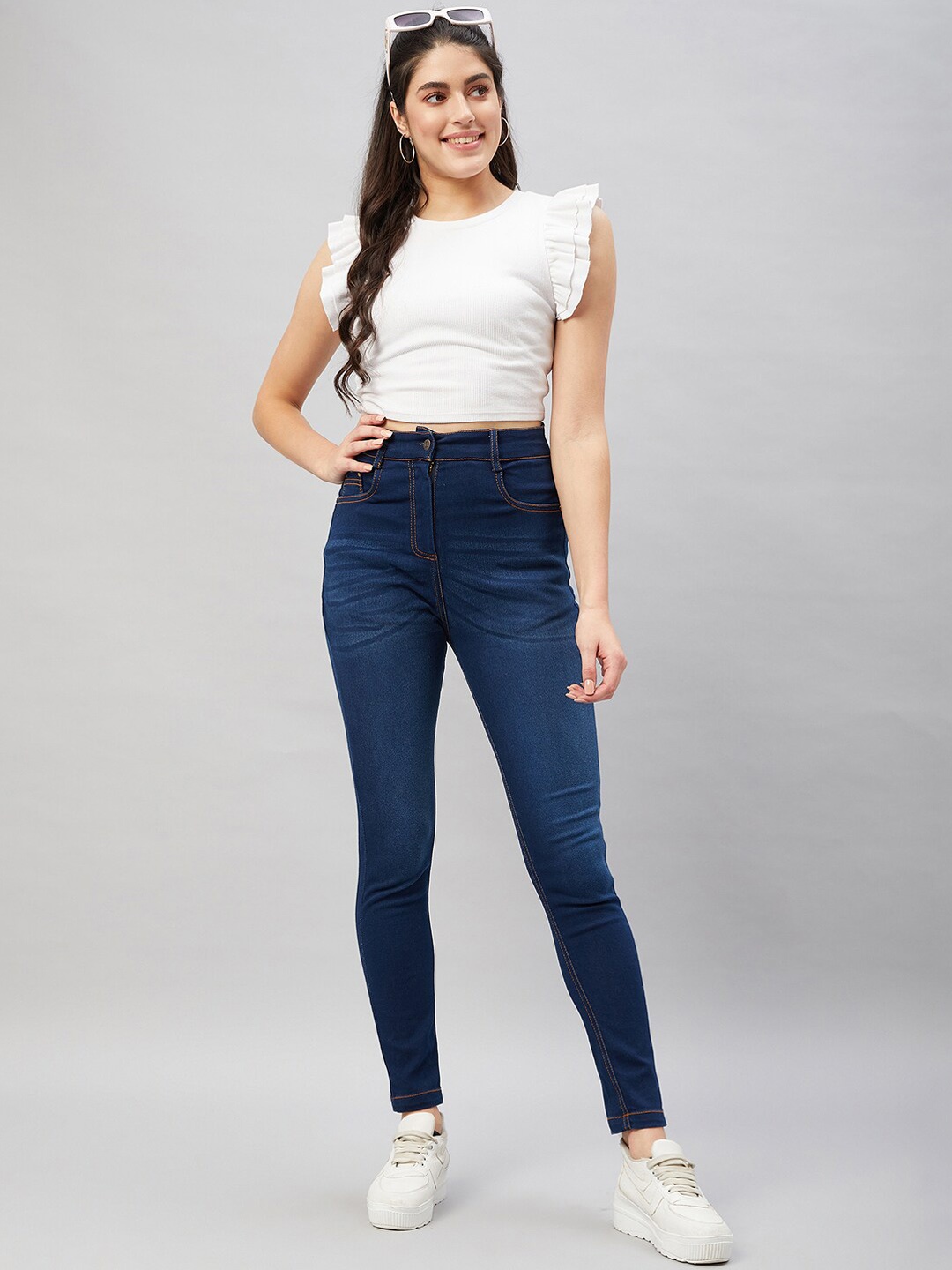 

Chemistry Women Skinny Fit Pure Cotton High-Rise Light Fade Jeans, Blue