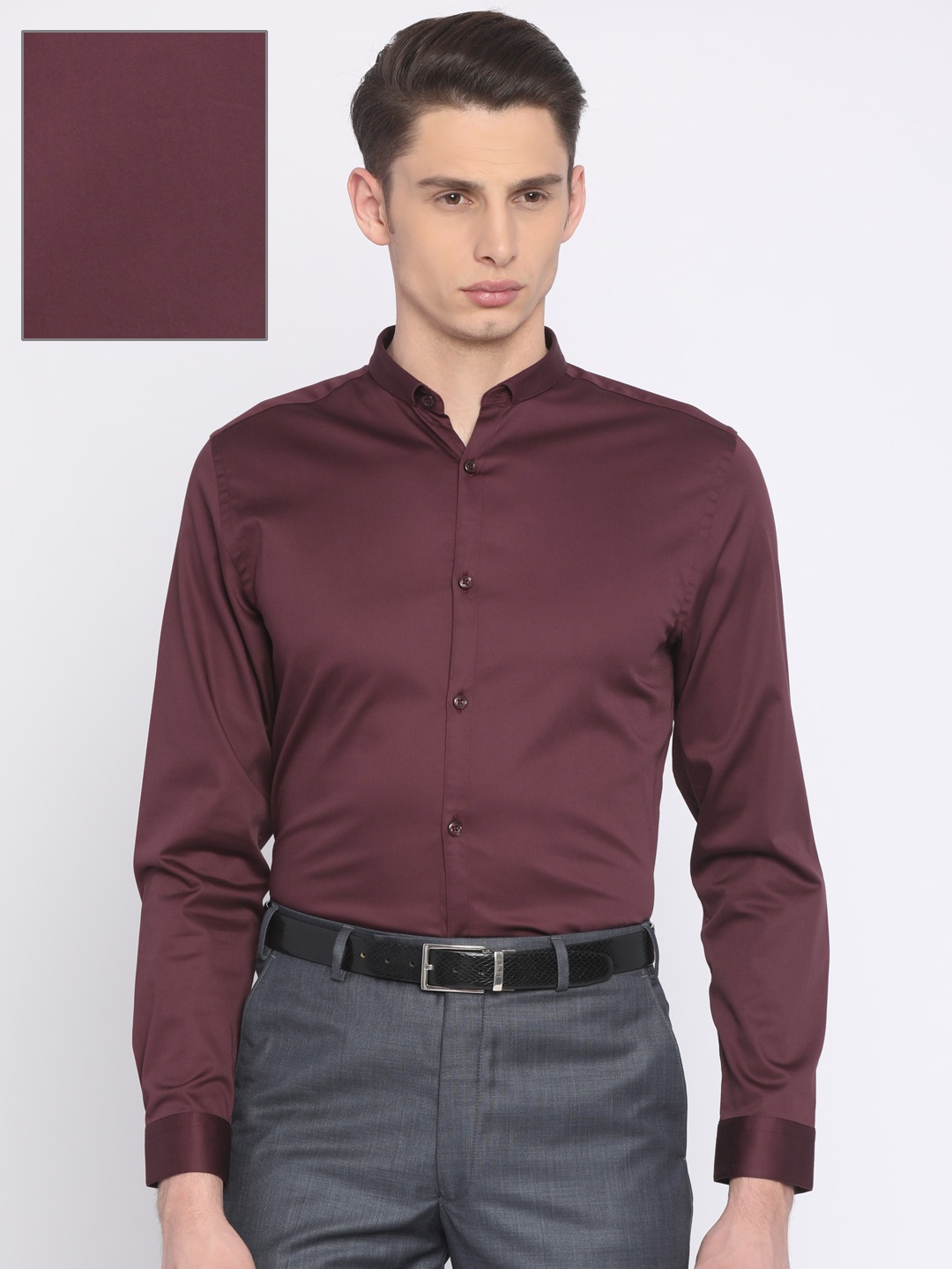 

Jack & Jones Men Burgundy Slim Fit Solid Formal Shirt