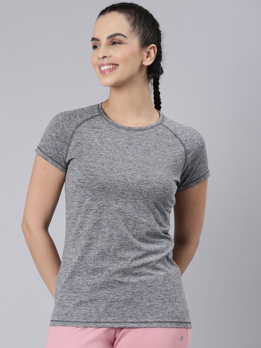 

Enamor Raglan Sleeves Antimicrobial Slim Fit T-shirt, Black