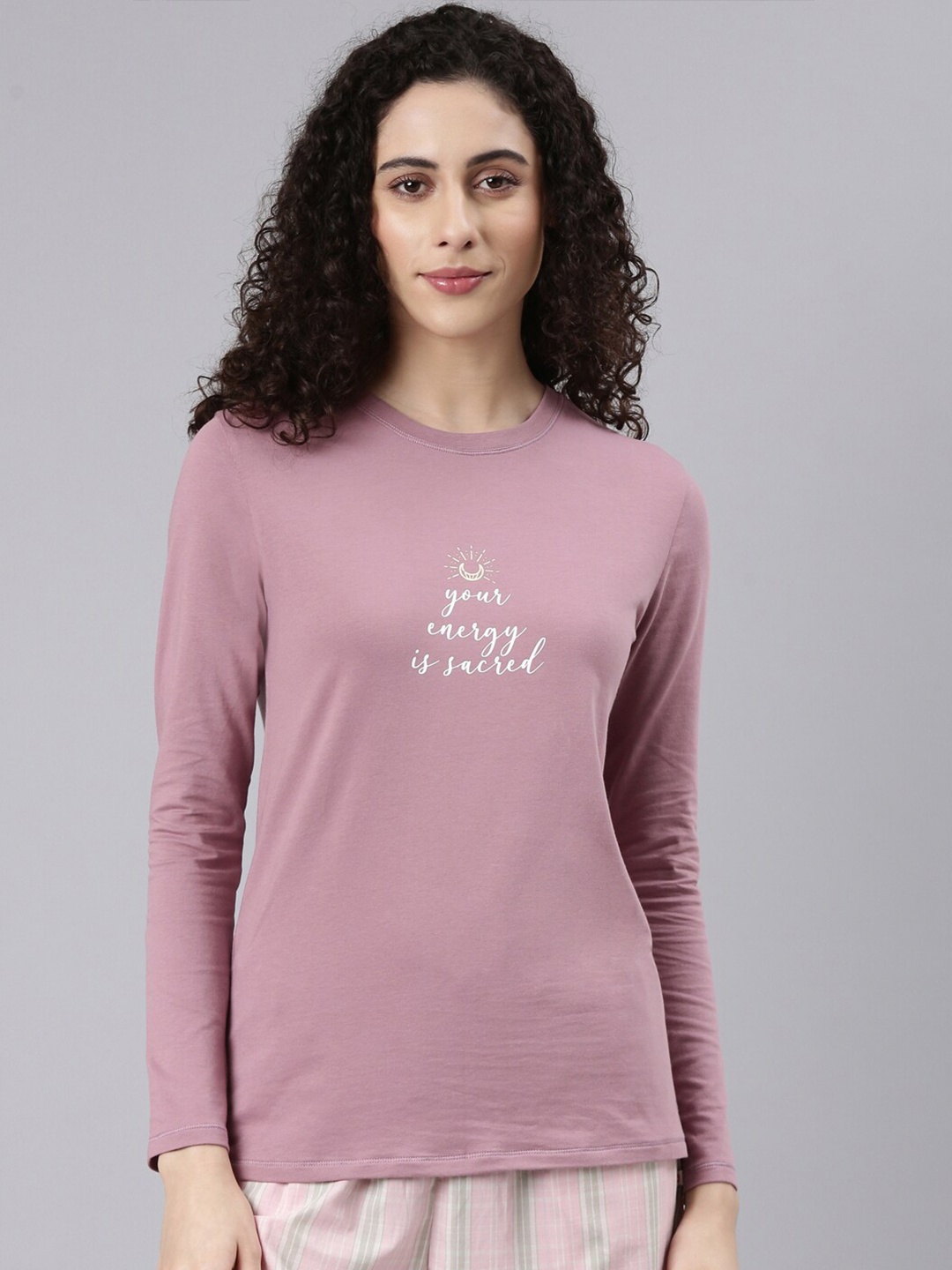 

Enamor Typography Printed Cotton T-shirt, Pink