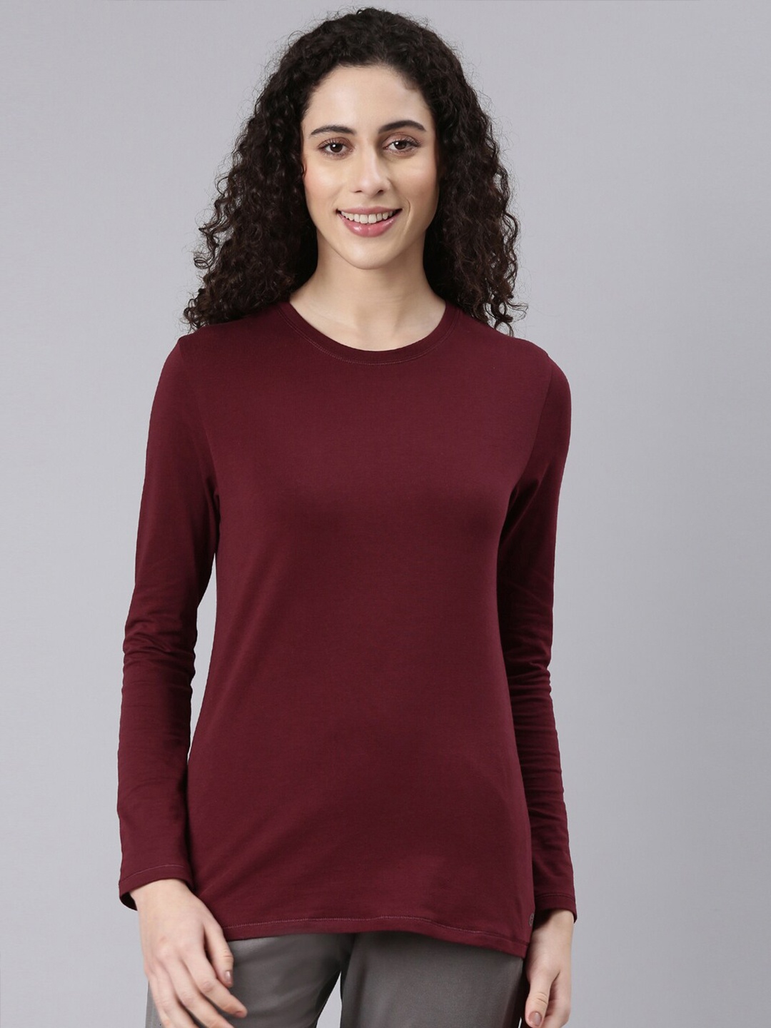 

Enamor Slim Fit Long Sleeves Cotton T-shirt, Maroon