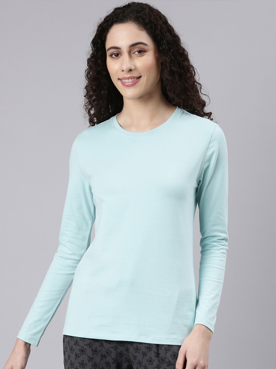 

Enamor Round Neck Slim Fit Cotton T-shirt, Blue