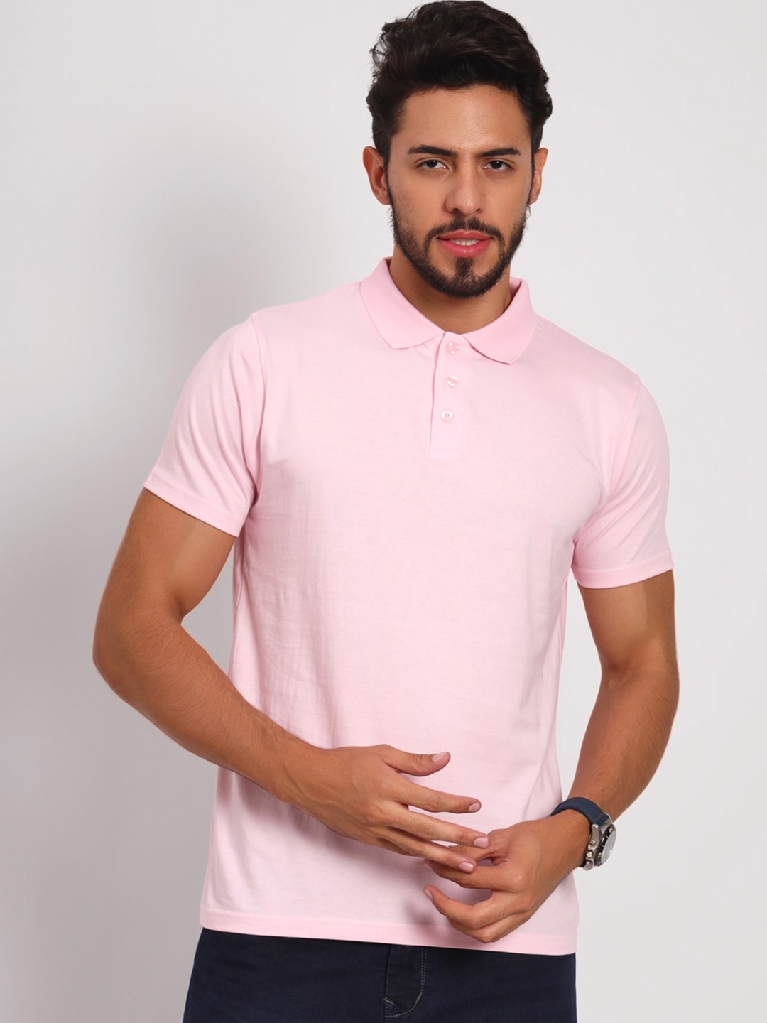 

appulse Polo Collar Slim Fit Cotton T-shirt, Pink