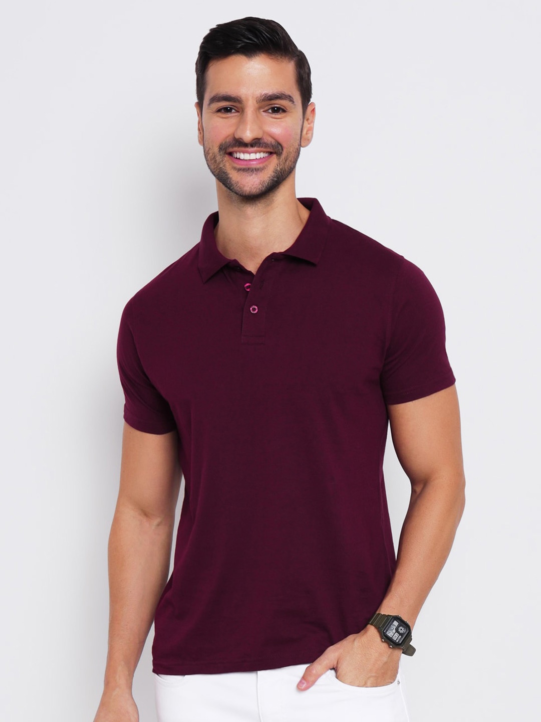 

appulse Polo Collar Slim Fit Cotton T-shirt, Maroon