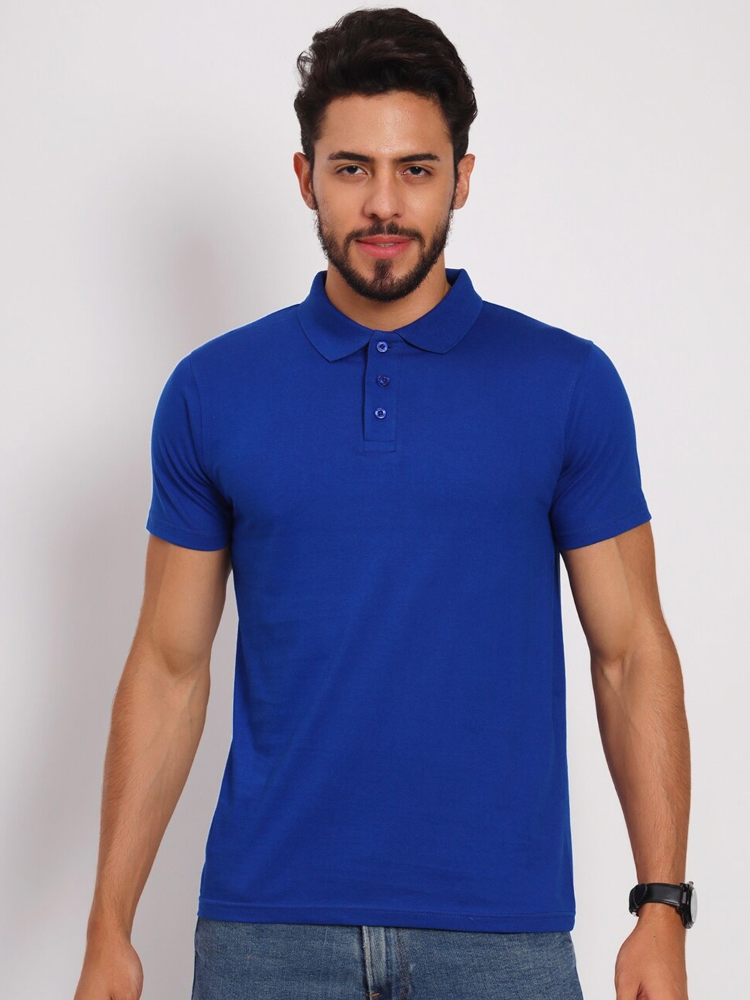 

appulse Polo Collar Slim Fit Cotton T-shirt, Blue