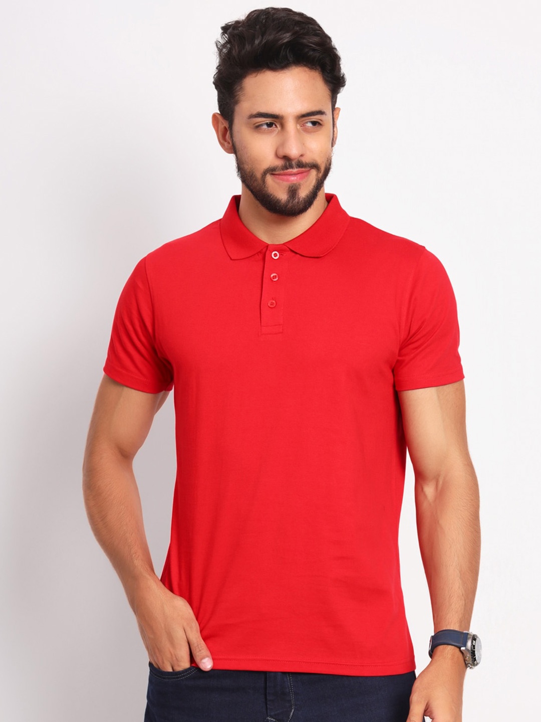 

appulse Polo Collar Slim Fit Cotton T-shirt, Red