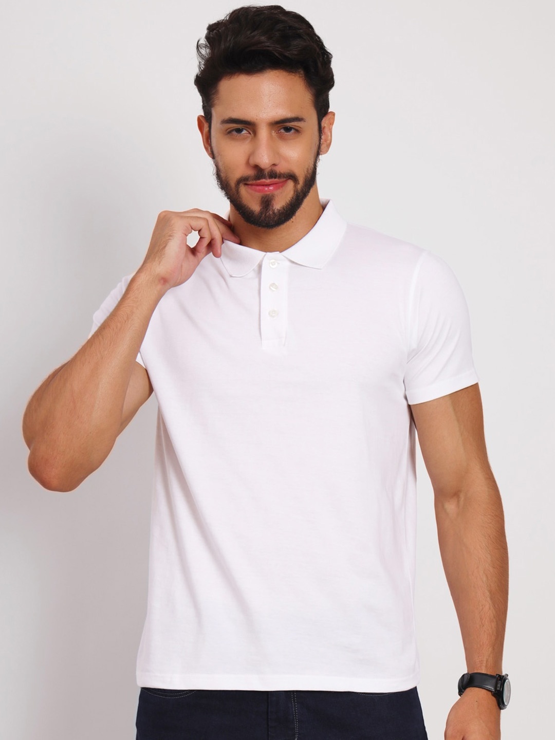 

appulse Polo Collar Slim Fit Cotton T-shirt, White