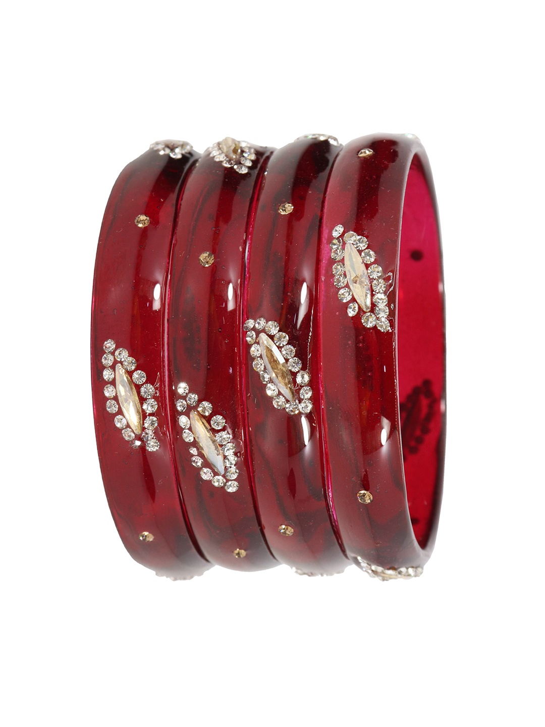 

NMII Set Of 4 Stones Studded Bangles, Maroon