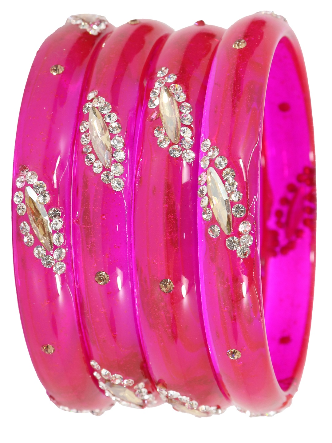 

NMII Set Of 4 Crystal Studded Bangles, Magenta