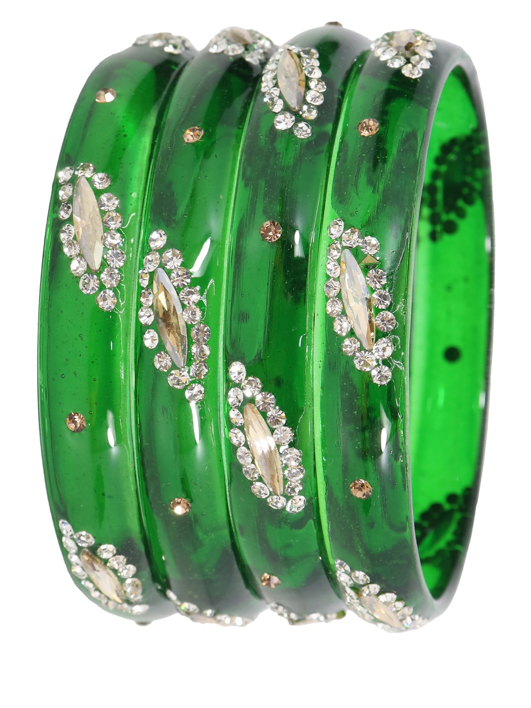 

NMII Set Of 4 Crystal Studded Bangles, Green