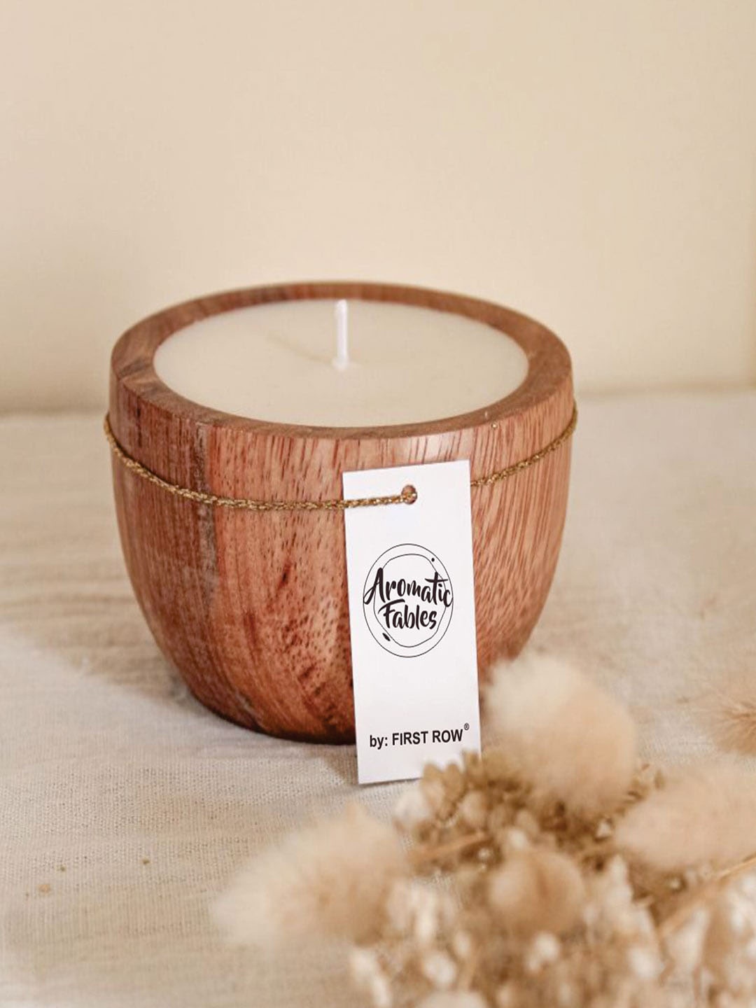 

Aromatic Fables White Lemongrass Scented Candle in Wooden Dough Bowl