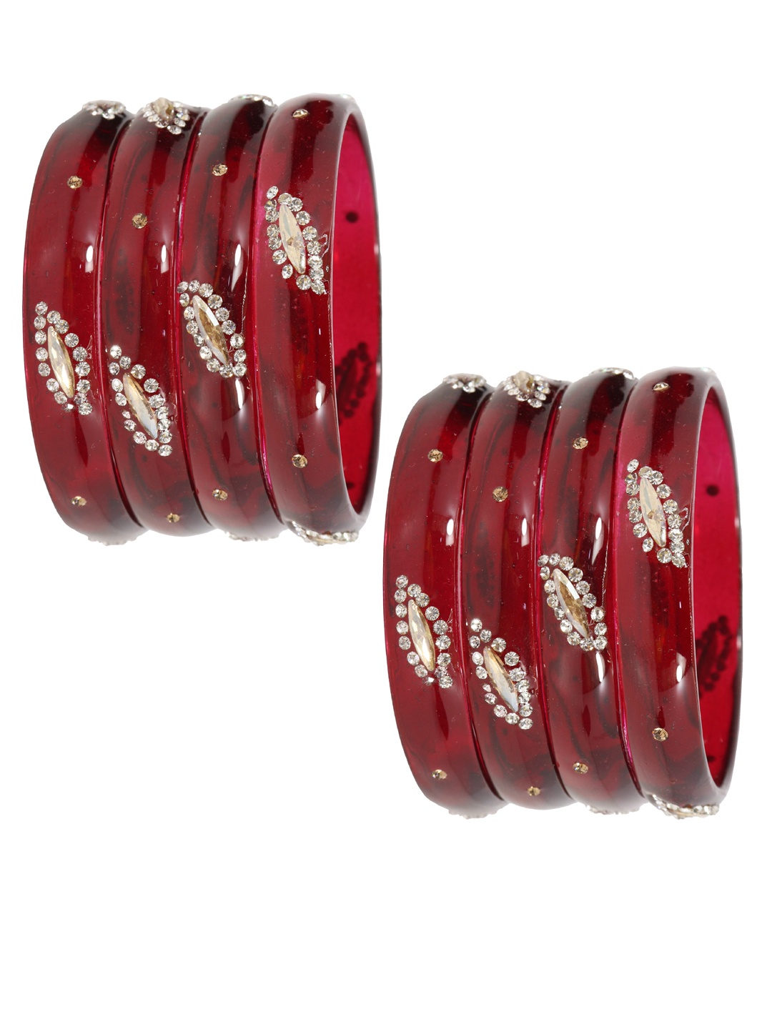

NMII Set Of 8 Stones Studded Bangles, Maroon