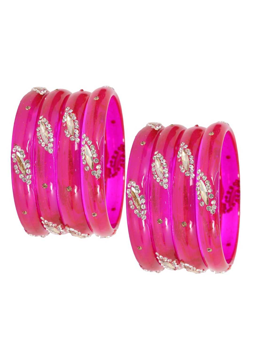 

NMII Set Of 8 Crystal Studded Bangles, Magenta