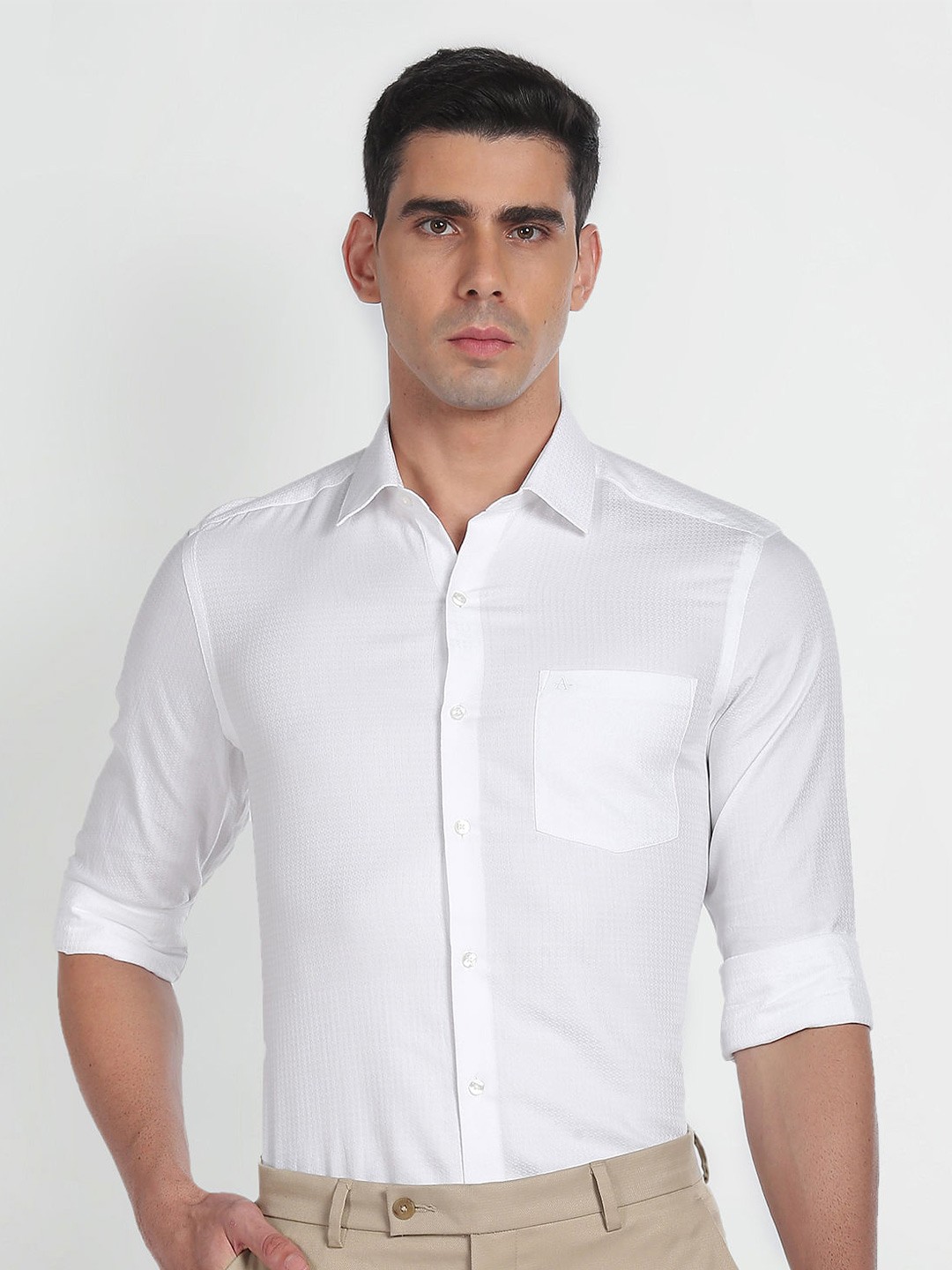 

Arrow Slim Fit Self Design Pure Cotton Casual Shirt, White