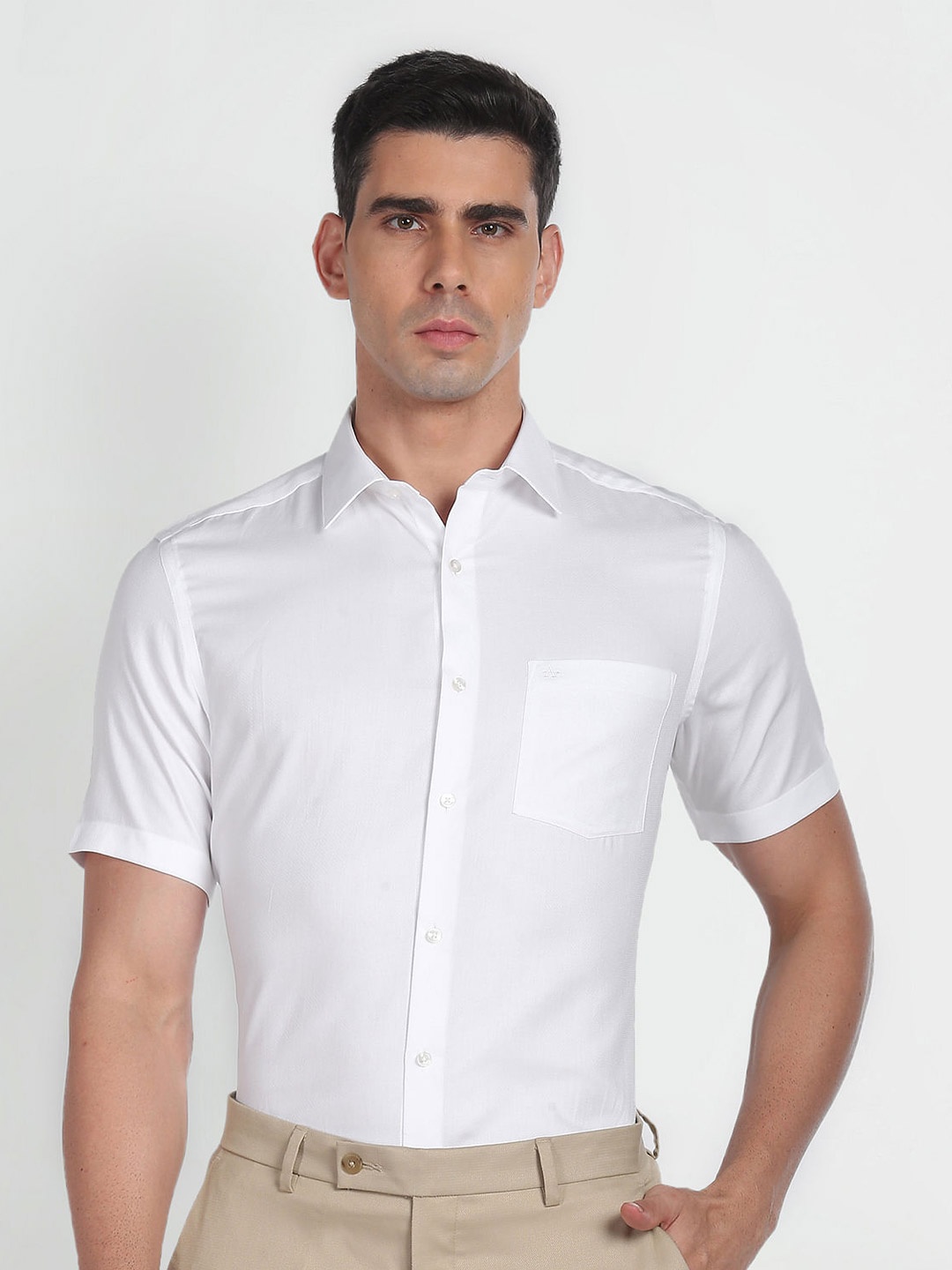 

Arrow Spread Collar Opaque Pure Cotton Formal Shirt, White