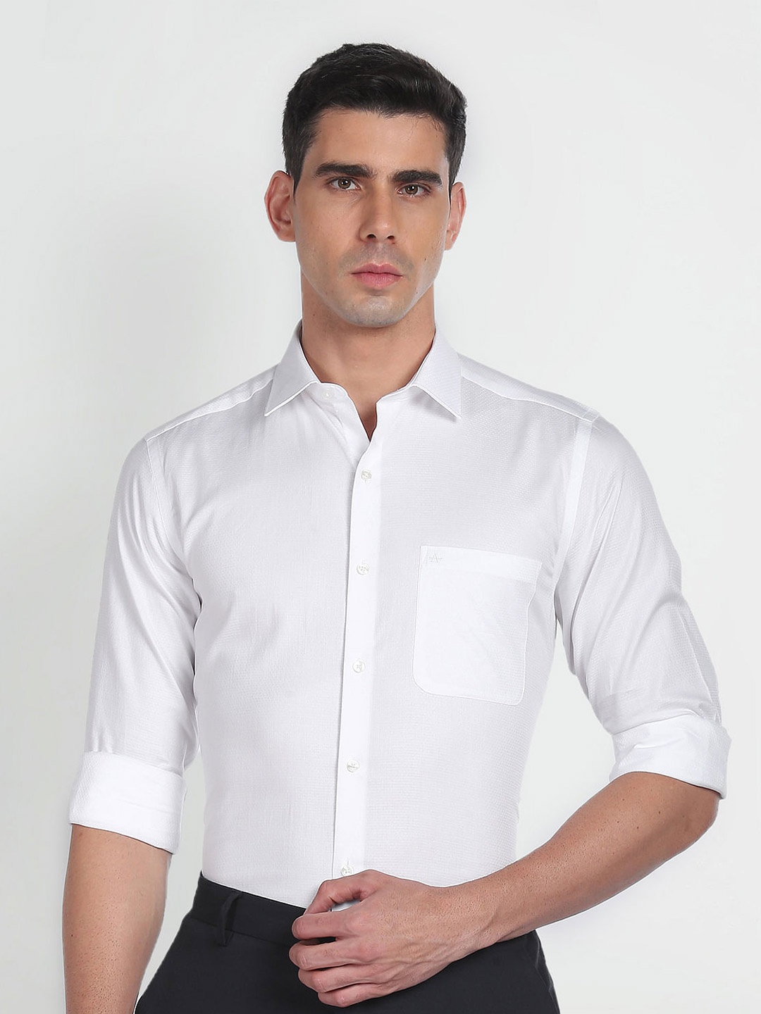 

Arrow Spread Collar Opaque Pure Cotton Formal Shirt, White