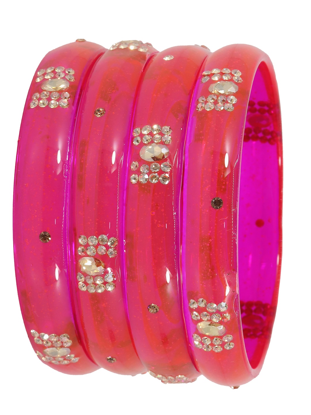 

NMII Set Of 4 Stones Studded Bangles, Magenta