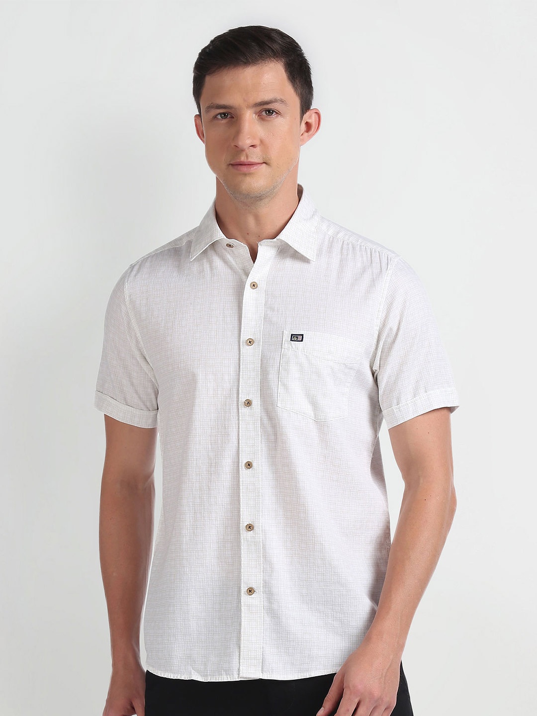 

Arrow Sport Geometric Printed Dobby Pure Cotton Casual Shirt, White