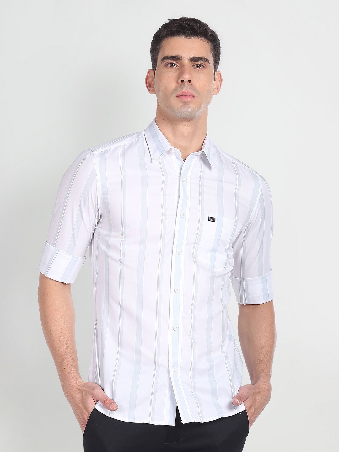 

Arrow Sport Slim Fit Opaque Striped Casual Shirt, White