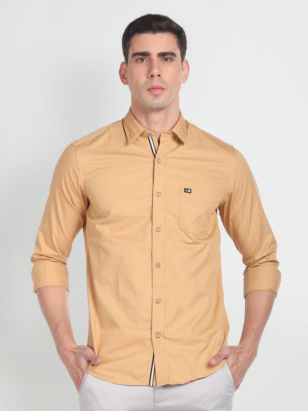 

Arrow Sport Slim Fit Twill Pure Cotton Casual Shirt, Beige