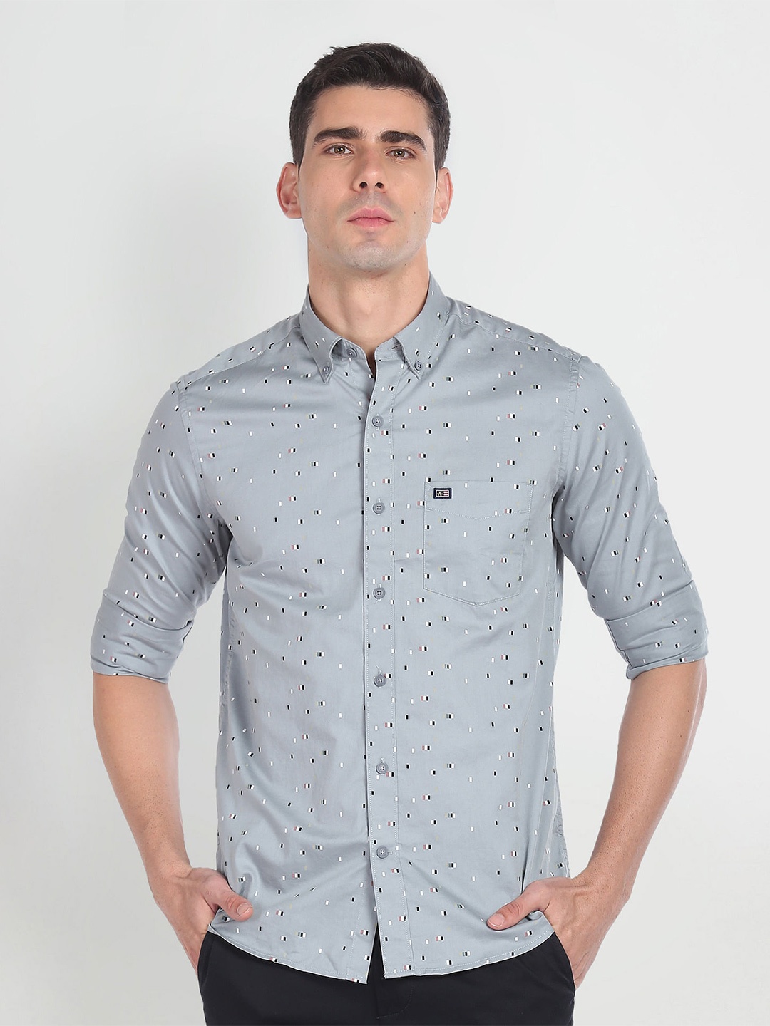 

Arrow Sport Slim Fit Opaque Printed Casual Shirt, Grey