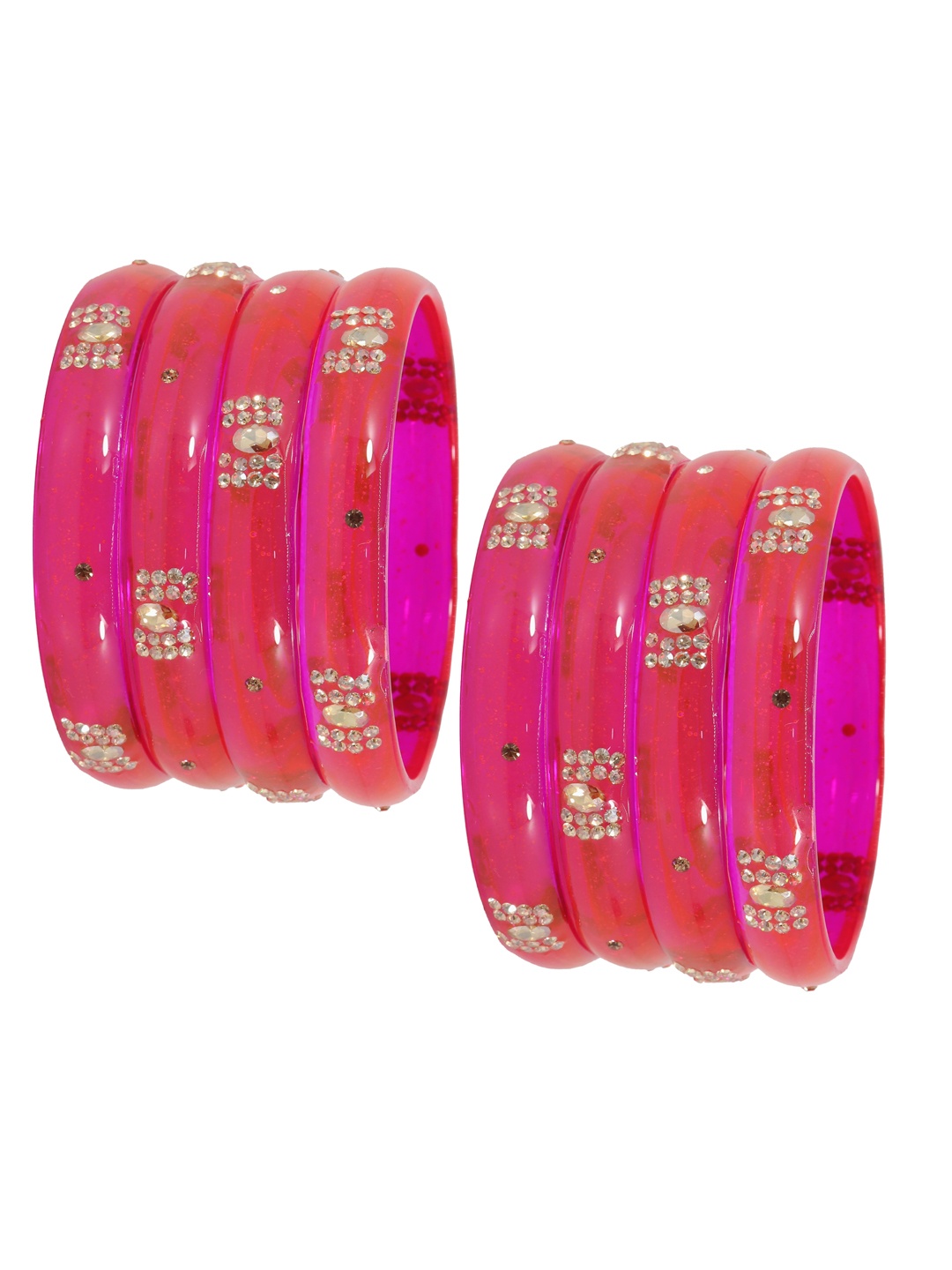 

NMII Set Of 8 Crystal Studded Bangles, Magenta