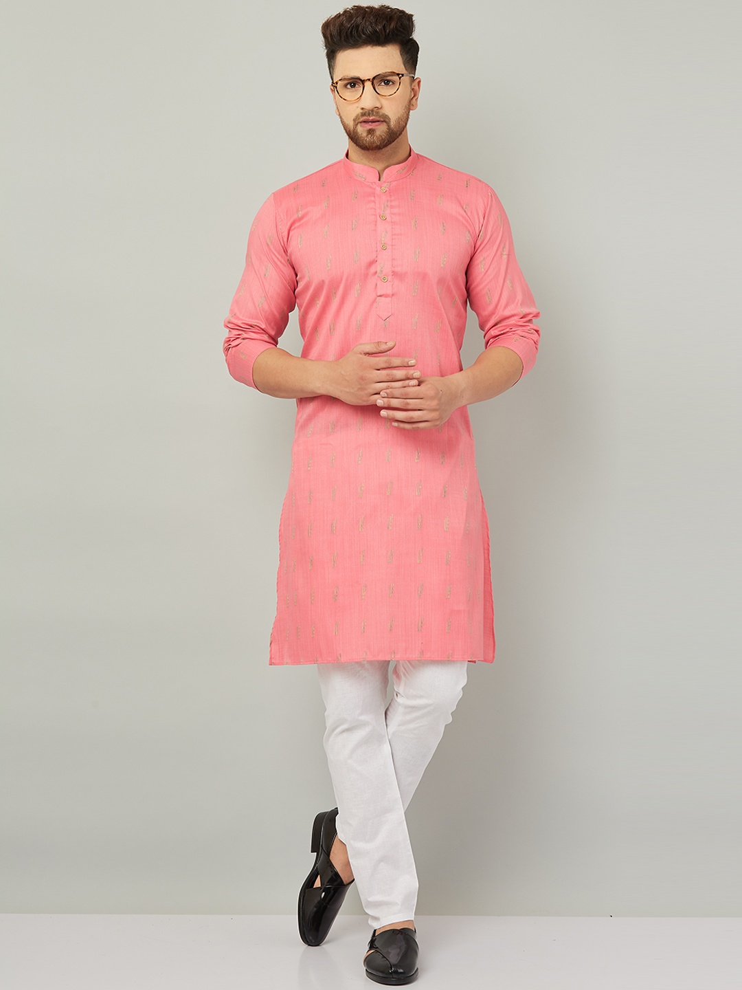 

Armaan Ethnic Abstract Printed Pure Cotton Kurta With Pyjamas, Pink